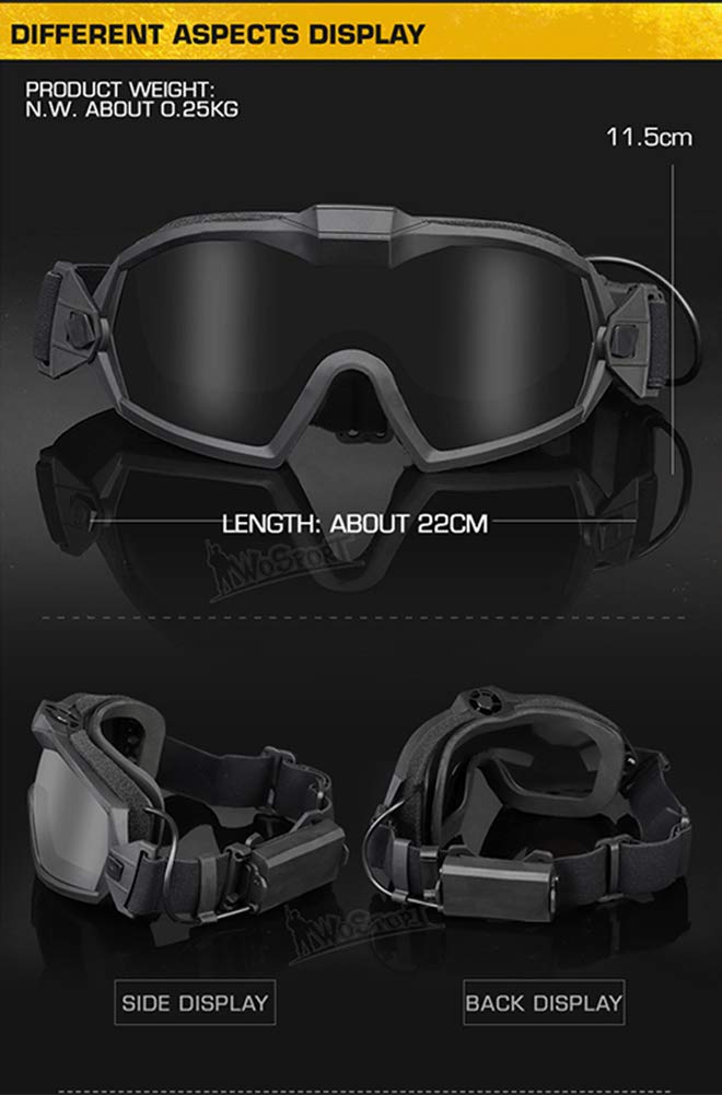 WLXW Gafas Tácticas A Prueba de Niebla con Ventilador Para Aire Libre Airsoft Paintball Deporte Militar Caza Y Tiro Gafas de Seguridad Esquí Snowboard Bicicleta Deportes