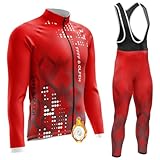 Ropa de Ciclismo de Invierno para Hombre con Maillot Otoño Invierno Primavera 9D Acolchado para Deportes al Aire Libre Ciclismo Bicicleta (T2,XXS)