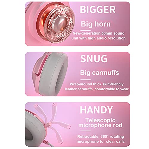 Gaming-headset Pink, Niedliches Katzenohr-headset, 7.1-surround-sound-gaming-headset Mit Einstellbarer… - Image 6