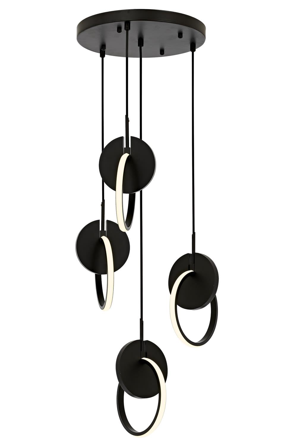Avonni AV-60370-4T-BSY Siyah Boyalı Modern Avize LED Metal Ahşap Pleksi 35cm