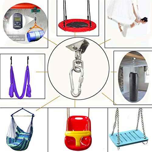 Arlai Hanging Chair Hardware Hanging Kit - Heavy Duty 360° Rotate Ultra Durable Hooks for Swing, Yoga, Playground, Gym, Punching Bag Hanger, 1000 lb Capacity - Thumbnail 5