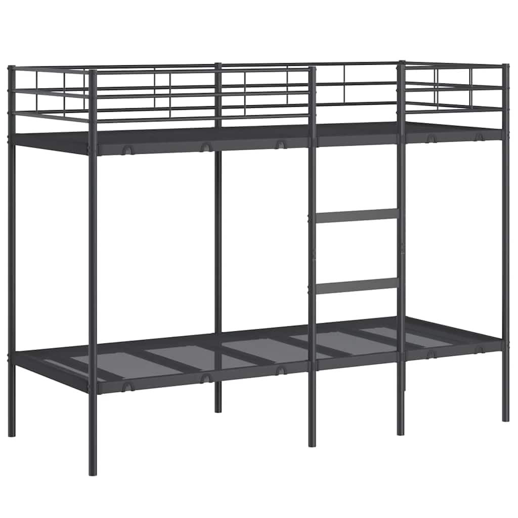 vidaXL Lit superposé sans Matelas Noir 80x200 cm Acier, Cadre de lit, sommier, Meuble de Chambre, lit Mezzanine, Cadre de lit superposé