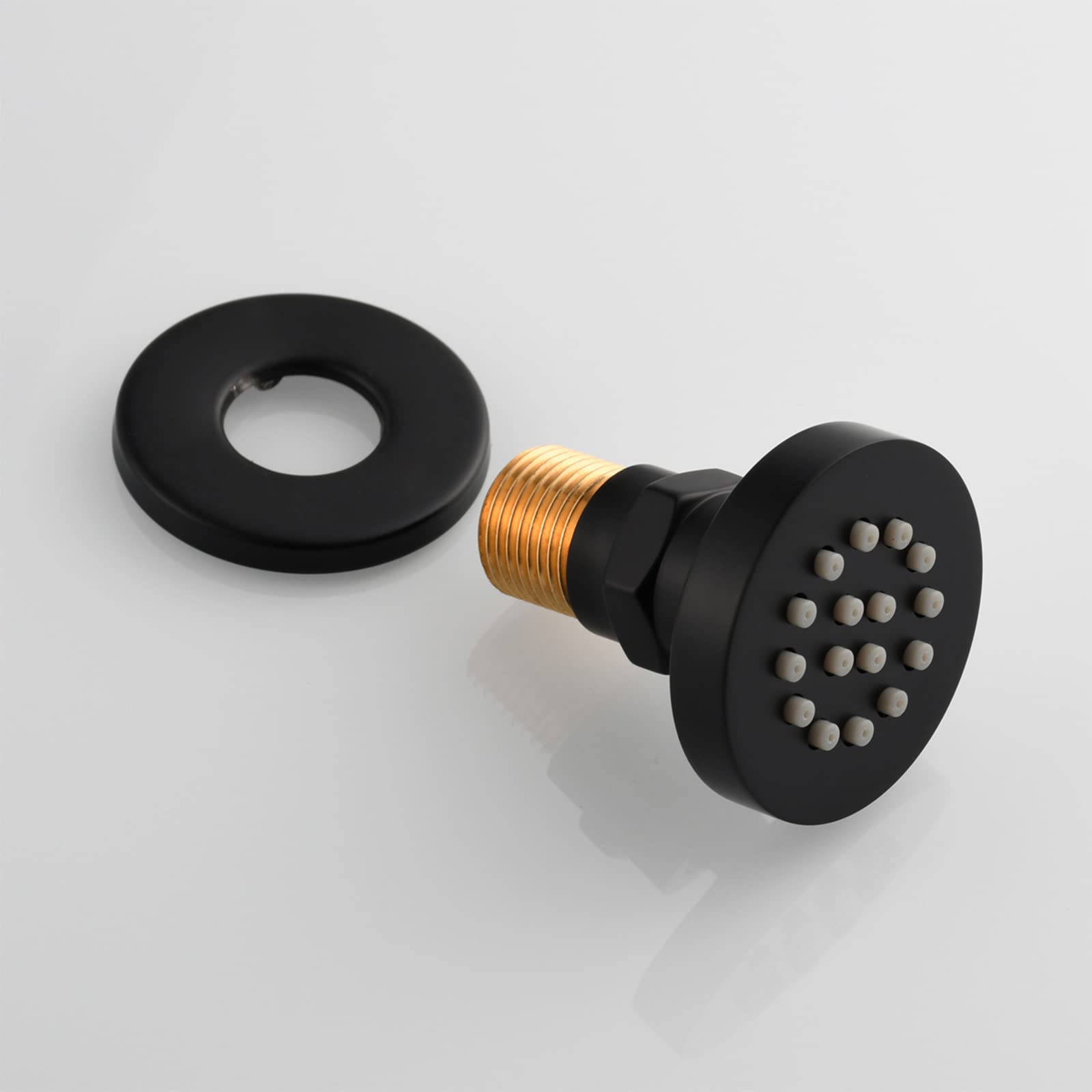 Body Spray Jet, 2 inch Black Massage Jet Bathroom Faucets Accessories Round Brass Adjustable Body Spray Shower Jet Wall Mounted Shower Head Sprayer,4PCS (Color : Black, Size : 4PCS)