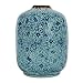 Creative Co-Op Decorative Round Terra-Cotta Vase with Floral Pattern with Distressed Finish, Blue