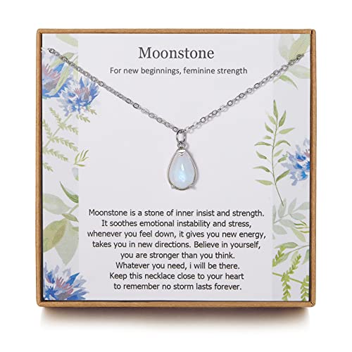New Beginning Moonstone Sterling Silver Necklace for Women, Divorce and New Job Gift, Healing Jewelry, Minimalistic Moonstone