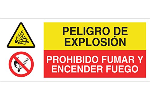 Cofan - Plimpo Señal Poliestireno 1,5Mm 507X210 Combinada Peligro/Prohibición En Oferta Cofan Cap04Pl507210 - Señal De Seguridad&Quot;Peligro De Explosión/Prohibido Fumar Y Encender Fuego&Quot;
