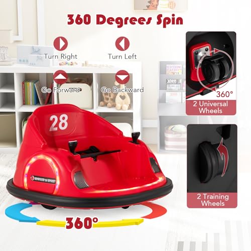 SOARS 6V Bumper Car, Autoscooter für Kinder mit Fernsteuerung, blinkenden LED-Lichtern, Soundeffekten, Elektrofahrzeug für Kinder ab 18 Monaten (Rot) – Bild 8