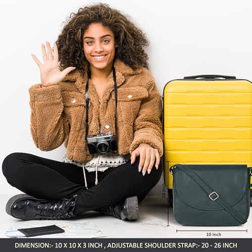 Image of Genuine Leather Shoulder Crossbody Purse For Women with Adjustable Strap, Mobile Pocket & Outside & Inside Zipper