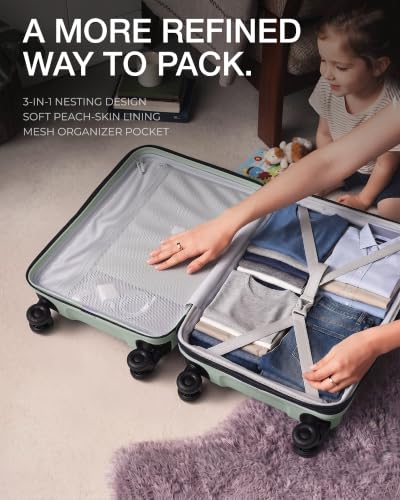 Image of Coolife Luggage 3 Piece Set, Lightweight PC Hardside Suitcases, 20 /24 /28