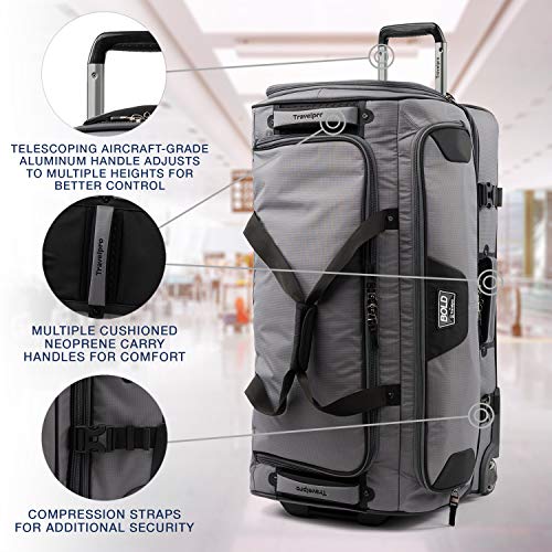 Travelpro Bold-Drop Bottom Wheeled Rolling Duffel Bag, Grey/Black, 30-Inch