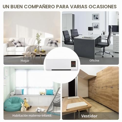 Ventilador enfriador de aire de montaje en pared, dispositivo de brisa refrigerada con calentado portátil 2 en 1, operación silenciosa eficiente en energía, no se necesita instalación para e