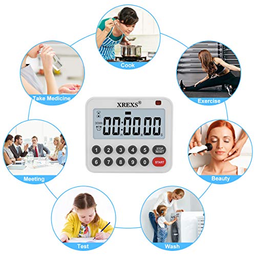 Xrexs Digital Kitchen Timer Magnetic Countdown Up Cooking Timer Loud Alarm And Mute Optional, Magnet And Stand, Large Display Classroom Timer For Teachers (2 Batteries Included) Upgraded Version #TOP6
