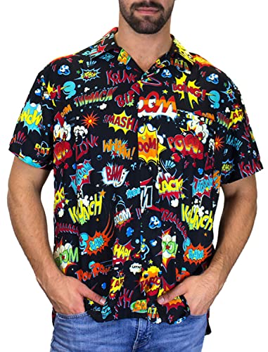 King Kameha Camisa original havaiana | cavalheiros | XS-6XL de manga curta | bolso dianteiro | estampado havaiano | Natal, Multicolor, XXL