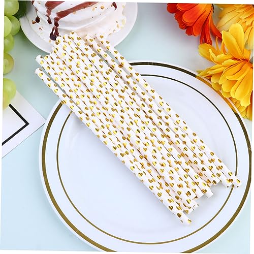 100 pitillos desechables de papel con estampado dorado miniatura 3