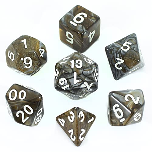 Paladin Roleplaying Bronze and grey DnD Dice - Full RPG set - 'Gargoyle'