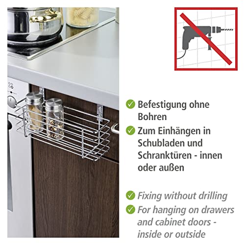 WENKO Einhängekorb Slim, Organizer zum Einhängen an Schranktür oder Schublade, Korb aus Metall, 24 x 11,5 x 10 cm, Chrom – Ansicht 2
