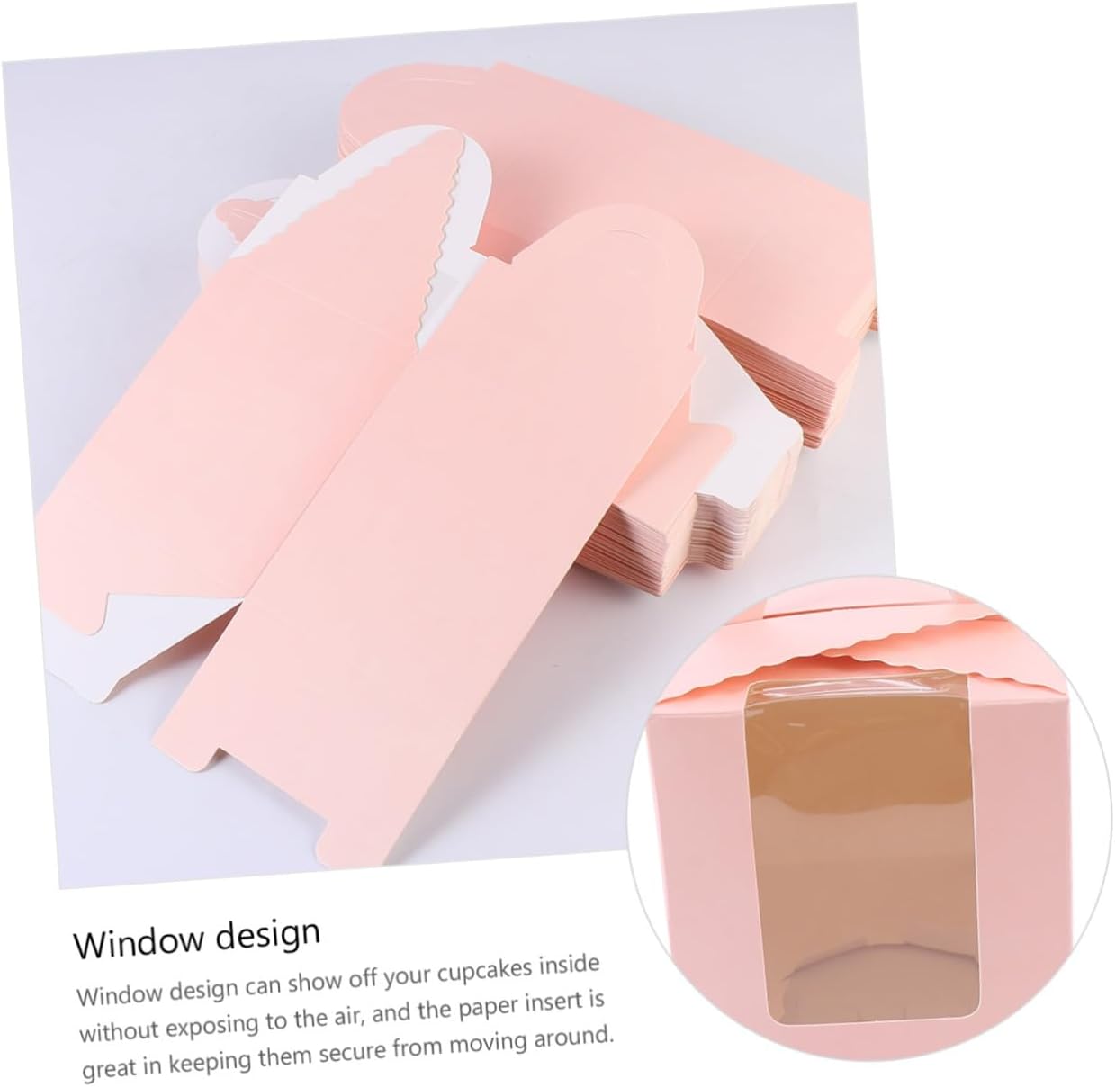 Garneck 50pcs Muffin Holder Boxes Window Paper Cake Containers for Desserts and Baked Goods for Showers and Birthday Parties