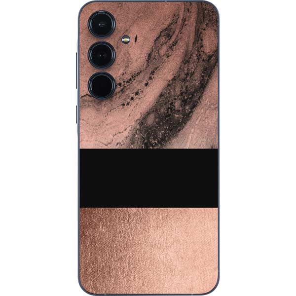 Skinit Decal Phone Skin Compatible with Galaxy A36 5G - Rose Gold and Black Marble Design