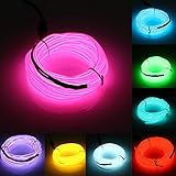 Senhui 有機EL線 5m长 ネオンサイン 3種類の点滅パターン 電池式 車内イルミネーションELライン付きパーティーステージ出演 衣装LEDイルミネーション自転車ランプ 直径2.3mm (ピンク, 5M)