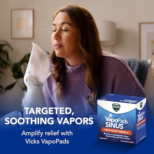 Image of Vicks VapoPads Sinus Relief Formula - Vapor Pads Refill Humidifiers and Steam Inhalers, Scent Pads for Sinus Congestion and Throat Irritation, 40-Pack, Box Color May Vary