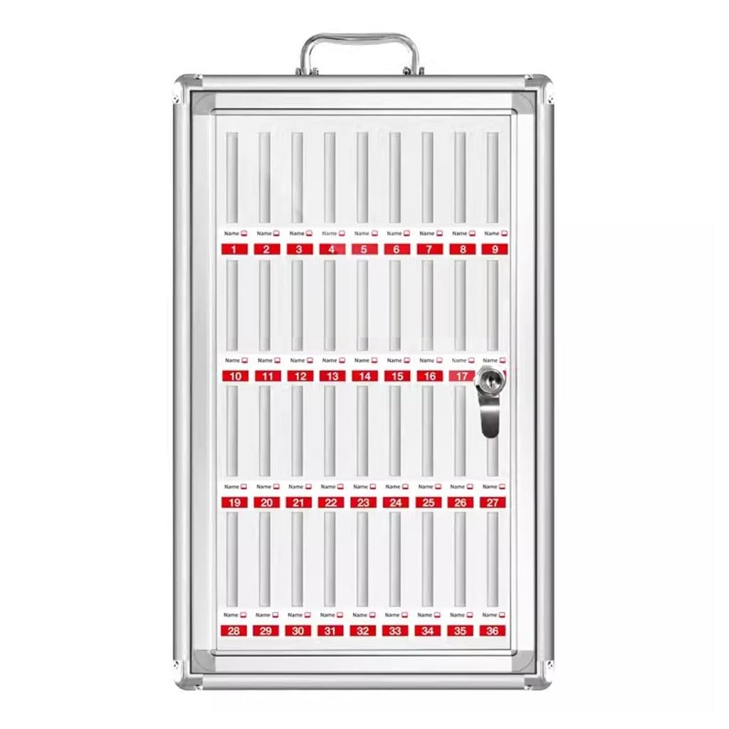 Easnuroz Cell Phone Locker Box 12/24 /36/48/60 Slots Aluminum Alloy Company Conference Mobile Phone Storage Cabinet Suitable For People Who Lack Self-control (SILVER-B, 36)