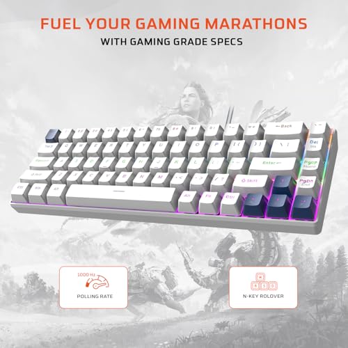 Image of EvoFox Katana S Mini Wired Mechanical Keyboard | Hot-Swappable Silent Red Switches | 68-Key Compact Layout | Vivid Rainbow Backlighting | 1000Hz Polling Rate, All Keys Anti-Ghosting (White)