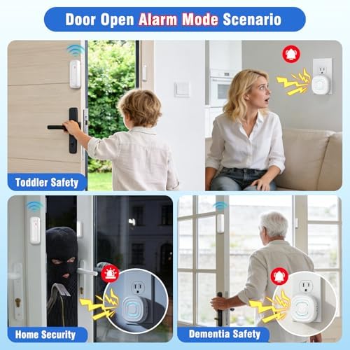 SanJie Wireless Door Chime for Store,Home & Office, 2-in-1 Door Entry Chime & Alarm,30 Ringtones,5 Volume Levels, 500FT Range,Door Alarm for Kids Safety,1 Receiver + 2 IP55 Waterproof Sensors,White - 3