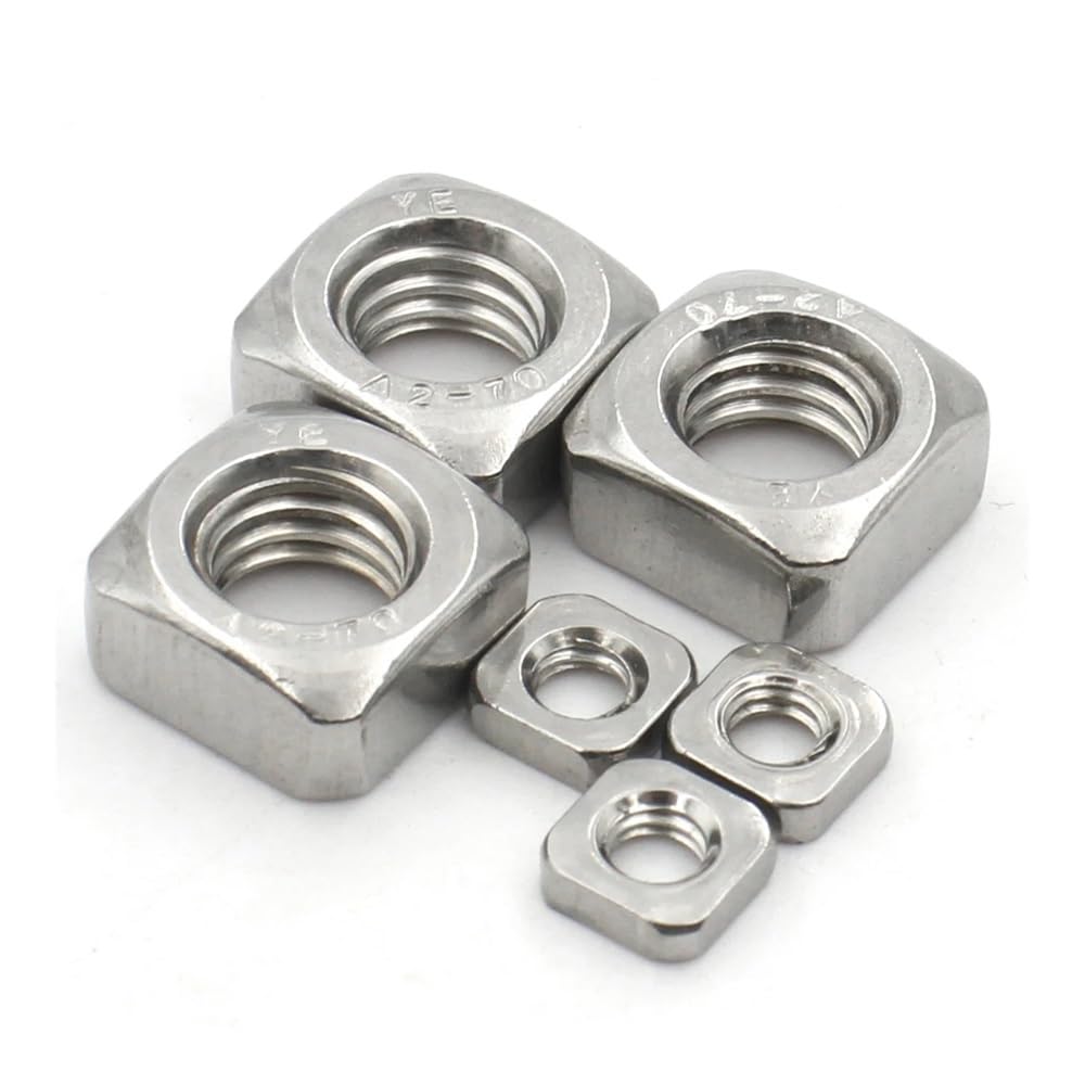 RWRAPS 1-50pcs A2-70 304 Stainless Steel Built in Thin nut M3 M4 M5 M6 M8 M10 M12 Square Nuts Din557 Hardware Nut(M3x50pcs)