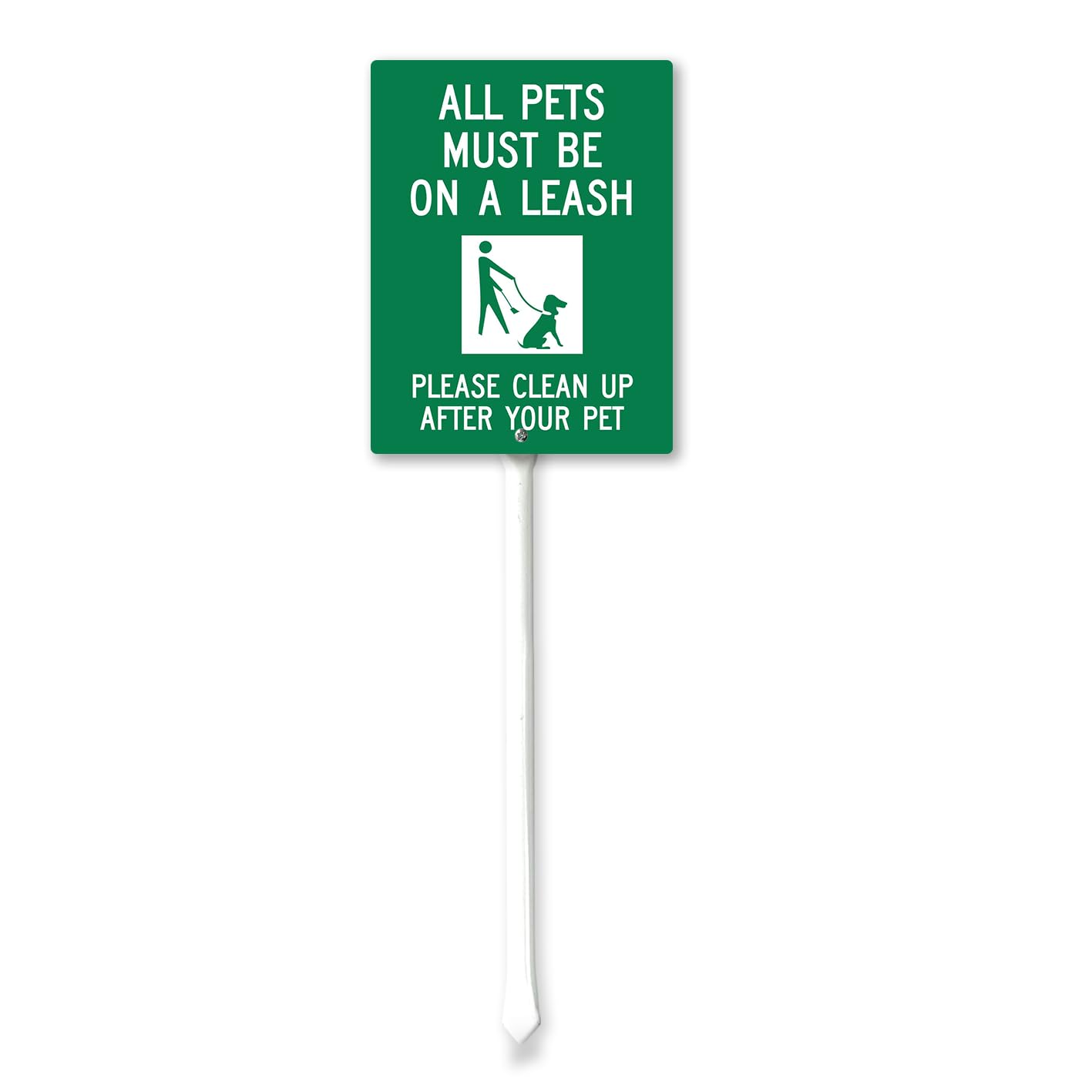Geroclonup All Pets Must Be On A Leash Yard Sign with Metal Stake Aluminum No Poop Yard Signs for House Lawn, Protect Your Grass & Property 4.6x6 inches