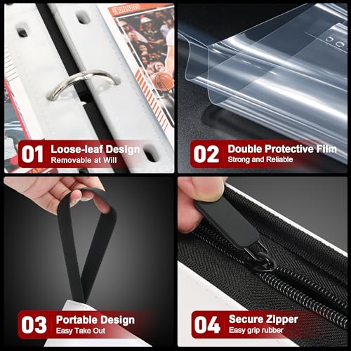 Image of Kabinka 9 Pocket Baseball Card Binder, 900 Standard Cards Sports Card Binder with Zipper, Protective Trading Card Binder Collector Organizer for Baseball Sports Cards TCG (Baseball 1)