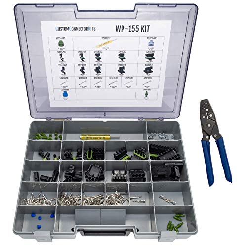 DELPHIKITS WeatherPack Kit WP-155 with T-18: Sealed Weatherproof Automotive Electrical Connectors 20-12 Gauge 155 Piece Kit with Crimp Tool