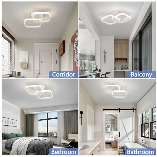 Image of Desidiya Modern Dimmable Minimalist LED Chandelier Light, 2 Big Square Modern Flush Mount Fixture with Adjustable Light, Three Colour Dimming for Bedroom, Living Room False Ceiling Light