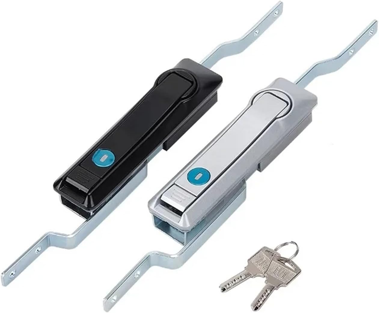 Zinc Alloy Control Lock Power Distribution Cabinet Door Connecting Rod Locks 2Pcs(2sets-Silver)