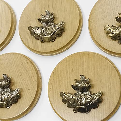 GTK Oferta 5 placas de cuña redondas de roble claro AF 15 cm, tabla cuña, tabla de especias, letrero de trofeos con 5 hojas de roble de portada grande