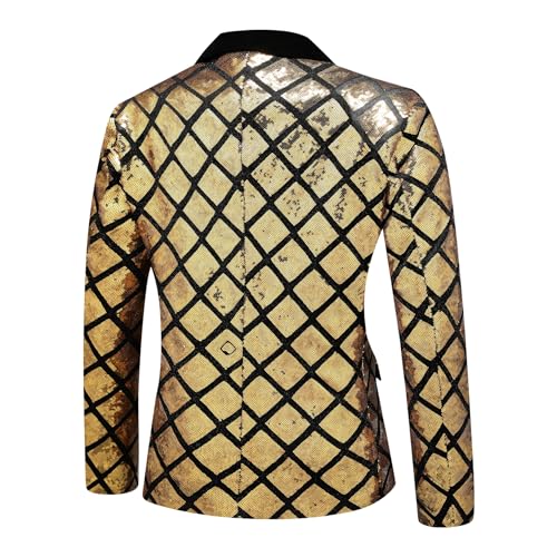 Cloudstyle Men's 2-Piece Suit Casual 1 Button Slim Fit Prom Suit Stylish Sequin3