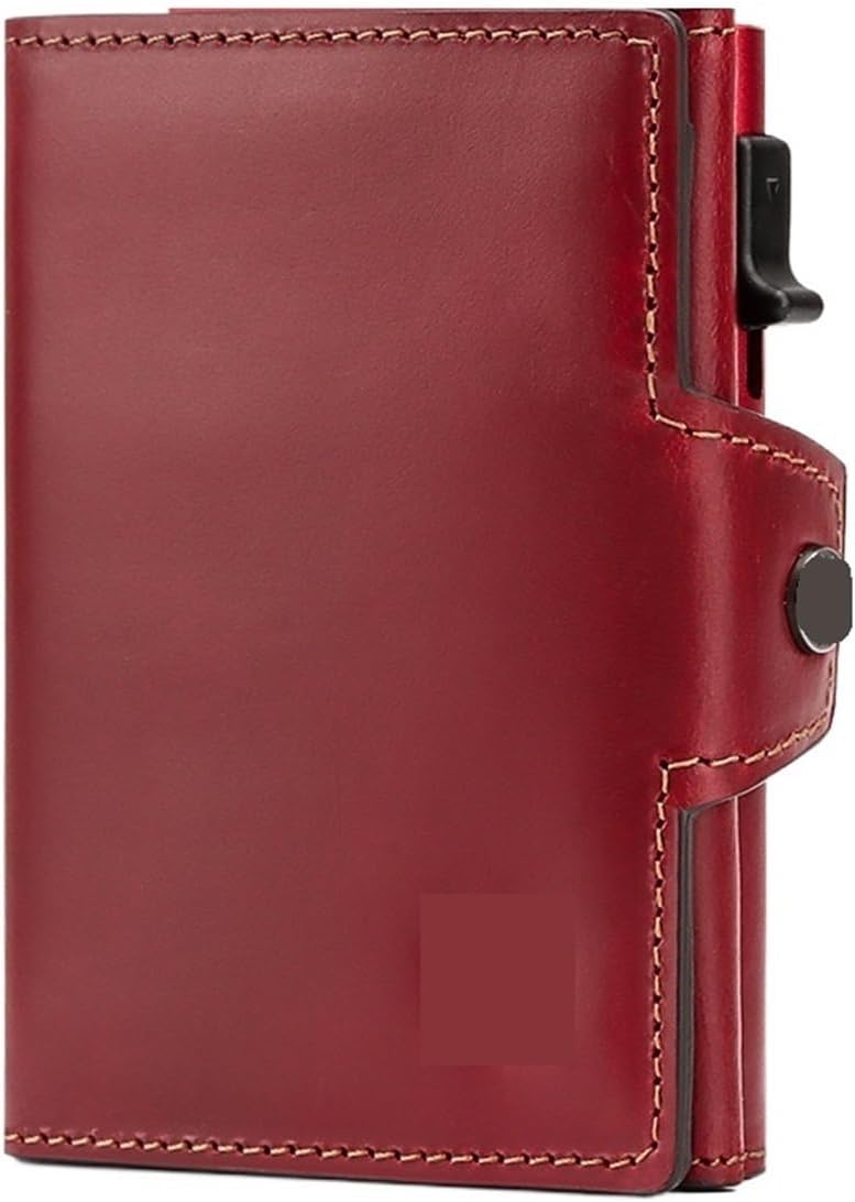 Men Card Holder With Money Pocket Leather Pop Up Wallet Bank Case(Black)