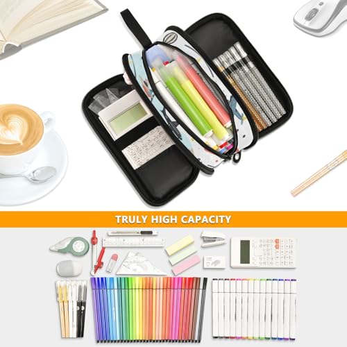 Image of ZAZYXTJ Helicopter Large Capacity Pencil Case 3 Compartment Pen Pouch Storage Canvas Makeup Bag for School Office Teen Girl Boy Men Women