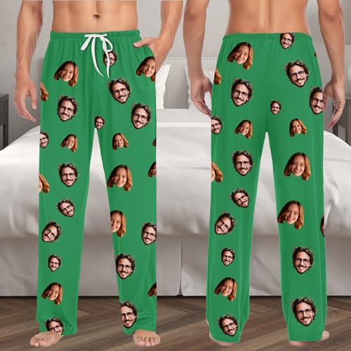 Personalized Pajama Pants For Men Women, Custom Unisex Faces Sleepwear Bottom, Customized Pj Pants with Pocket Christmas4