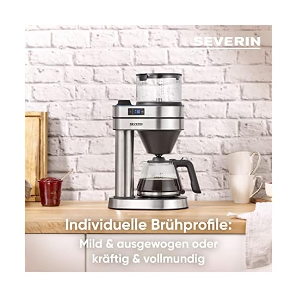 SEVERIN Filterkaffeemaschine "Caprice", wie von Hand aufgebrüht mit dem Kaffeebereiter für bis zu 8 Tassen, Kaffeemaschine mit Timer, Edelstahl-gebürstet/schwarz-matt, KA 5760 – Bild 4