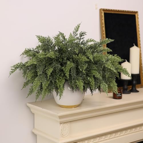 18" Actual Contact Cedar Branches -12 Pcs, Synthetic Christmas Cedar Department Reasonable Faux Pine Picks Fake Greenery Crops Stem for Vase DIY Crafts Garland Wreath Indoor Outside Dwelling Decor - Image 6