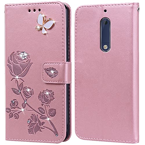 Cover per Nokia 5 Custodia,Carta Fessura, Supporto Stand,Silicone TPU,Flip Protettiva Case per Nokia 5(5.2')