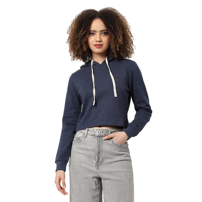 pinacolada Women's Hoodie for Casual Wear | Hood Neck | Long Sleeve | Drawstring Closure | Cotton Sweatshirt Crafted with Comfort Fit for Everyday Wear | Blue-picture-17