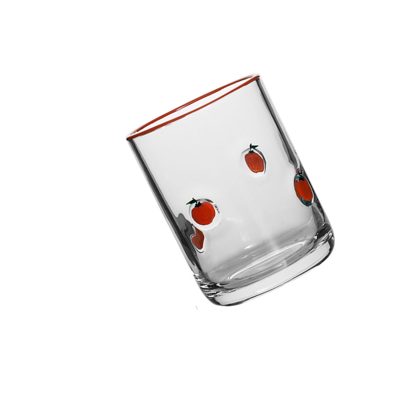 Tsophreniq User Friendly Glass Juices Cup Fruit Themd Recyclable Materials for Sustainable Use Dishwasher Safe Sturdy Sustainable Glass