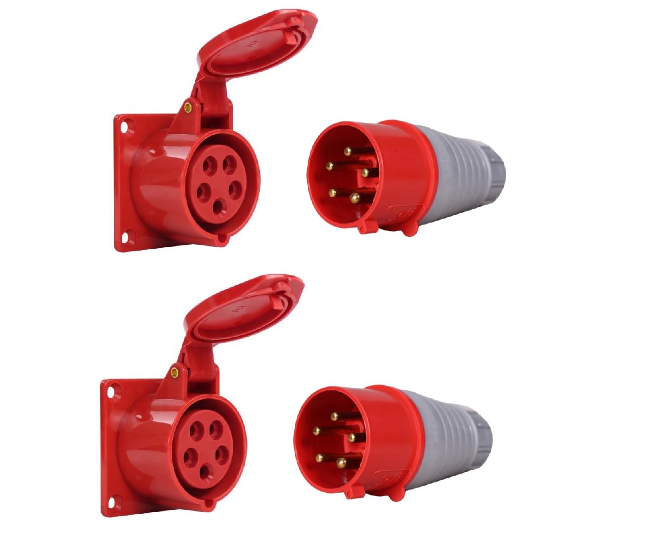 DECENT AIR SYSTEM® 32A 5Pin 3 Phase IP44 Industrial Panel Mount Plug and Socket (2 Pair) (B0CVXSG426) Amazon Price History, Amazon Price Tracker