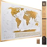 XL Scratch Off Map of The World with Flags - 36 x 24 Easy to Frame Scratch Off World Map Wall Art...