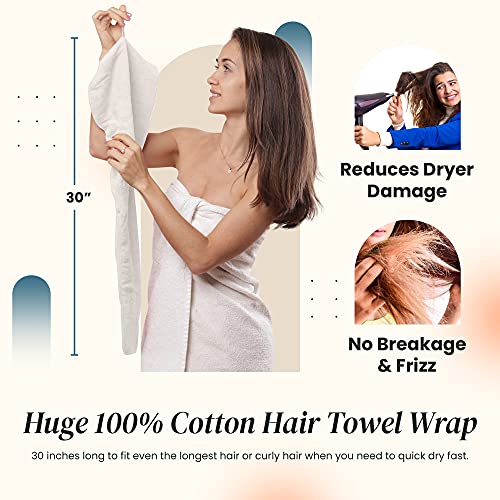 Aspen5 Huge Cotton Hair Towel Wraps For Women | Super Absorbent Quick Dry Hair Towel | Hair Turban Ideal For Long And Curly Hair | Plopping Towel Curly Hair (Coral White) #TOP3