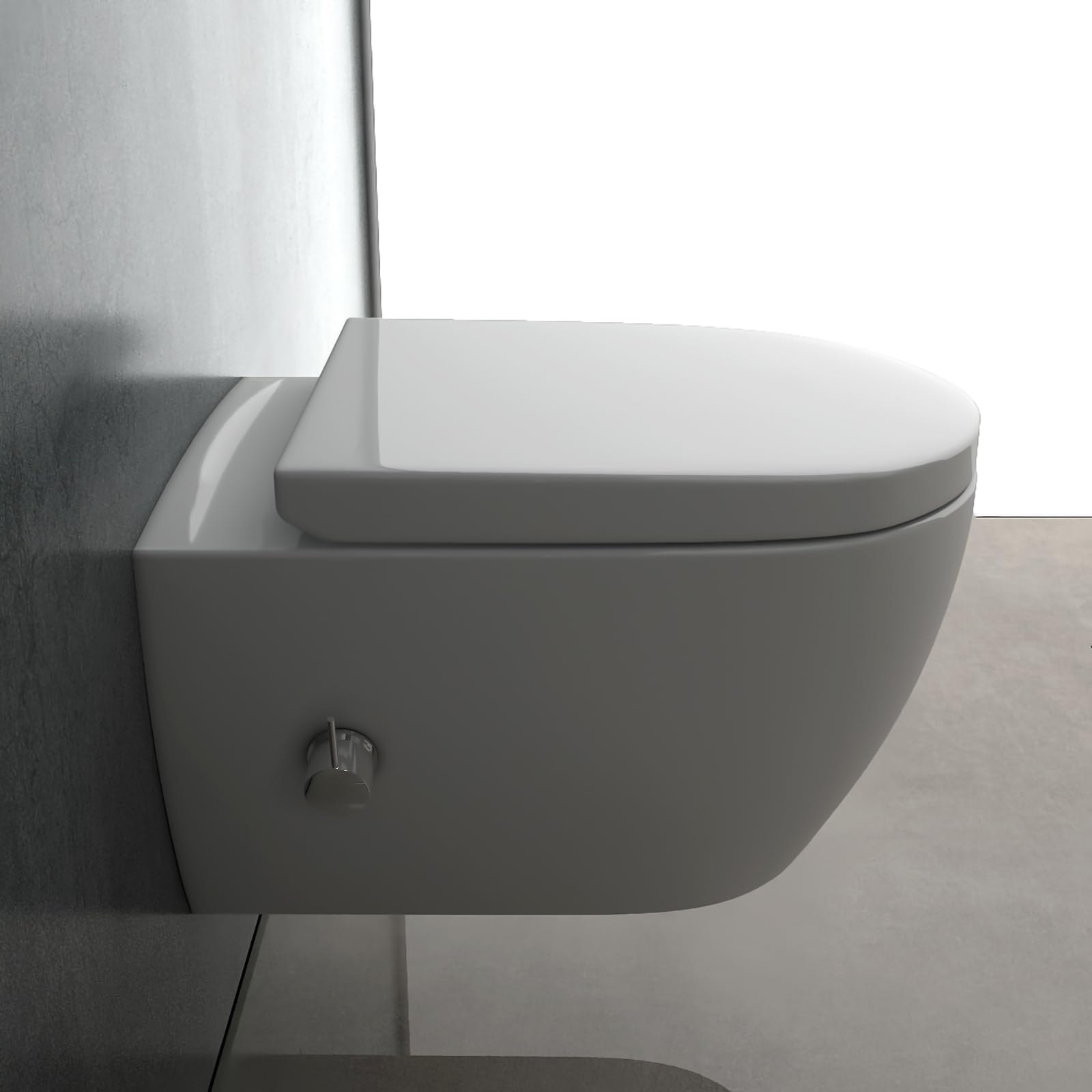 Alpenberger Toilette mit Bidet Funktion | Dusch WC Set | Kloschüssel mit Armatur und Taharet Muslugu | Toilettendeckel mit Absenkautomatik | Hänge WC mit Intimdusche Passend Geberit (7150 U)