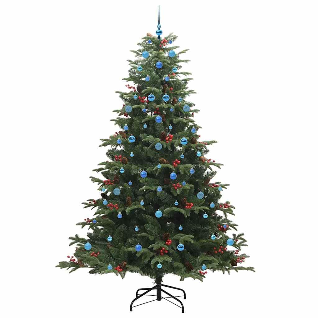 Sztuczna choinka z 300 diodami LED, wysokość 240 cm, zielone PCW i metal, do użytku wewnątrz i na zewnątrz, ze stabilnym stojakiem