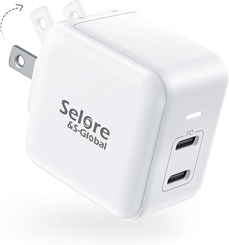 Bloque de cargador USB C, bloque de carga rápida tipo C de 40 W, adaptador de corriente USB-C de doble puerto, enchufe de pared, cubo de cargador