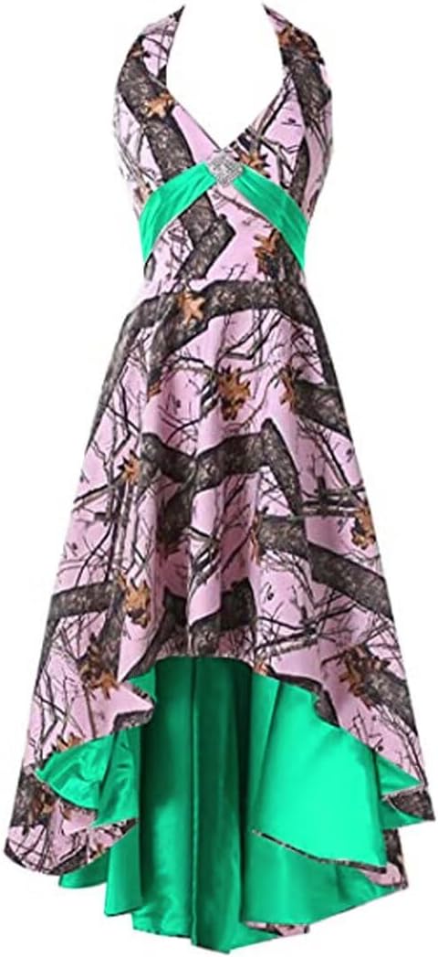 Women's Camouflage Prom Satin Wedding Bridal Dress
